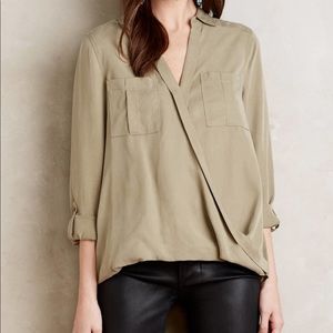 Anthropologie olive blouse